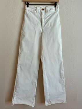Marine Layer Bridget Pants Wide Leg Beige Chino Women’s 4 High Rise Frayed Hem